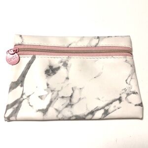 Ipsy Marble Cosmetic Bag with Pink Zipper